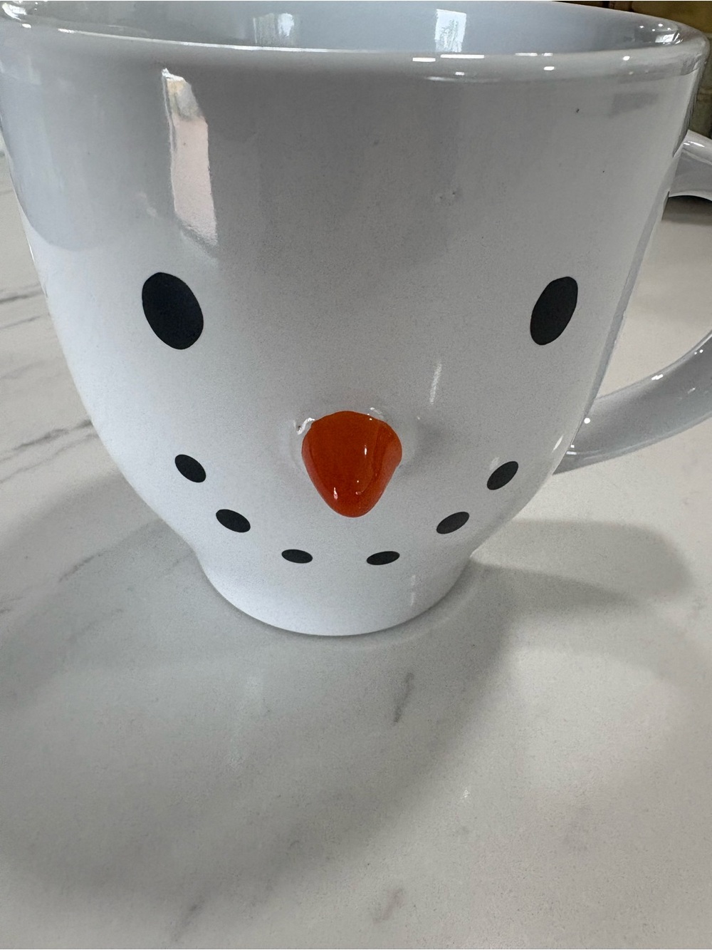 White Snowman Mug with Orange Nose